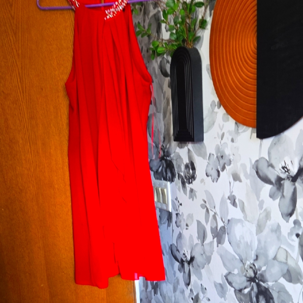 SLNY Red Sleeveless Dress